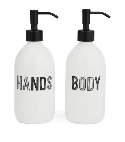 Anya Hindmarch Bone China Hand And Body Wash Dispenser Set In White