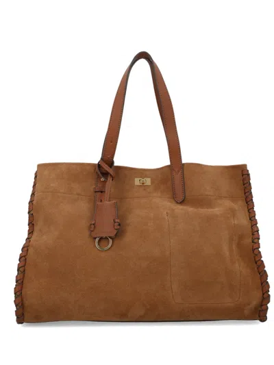 Anya Hindmarch Mortimer Suede Whipstitch Tote Bag In Brown