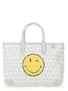 Anya Hindmarch Printed Canvas Xs I Am A Plastic Bag Handbag In Gray