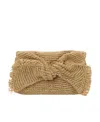 Anya Hindmarch Bow-detail Raffia Clutch Bag In Nude