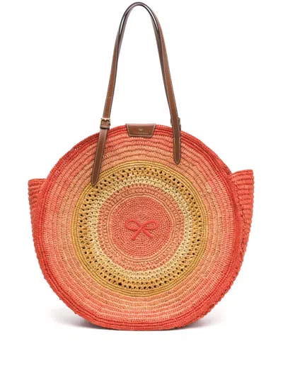 Anya Hindmarch Bow Round Tote Bag In Orange