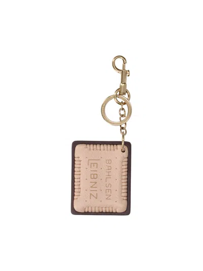 Anya Hindmarch Brown Choco Leibniz Leather Charm In Gold