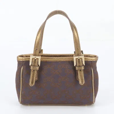 Pre-owned Anya Hindmarch Brown Leather Canvas Handbag Tote Bag ()