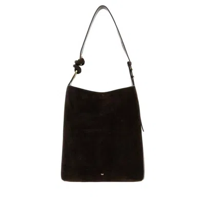 Anya Hindmarch Brown Suede Ringo Bucket Bag Truffle Borse A Secchiello In Black