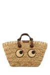 Anya Hindmarch Small Eyes Seagrass Basket Tote In Brown