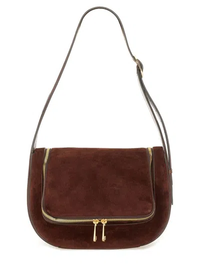 Anya Hindmarch Shoulder Bag With Adjustable Strap And Front Pocket In Brown