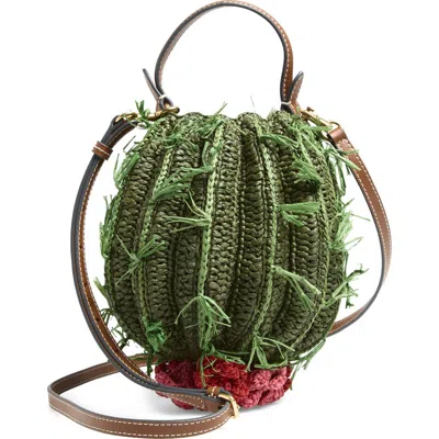 Anya Hindmarch Cactus Crochet Raffia Crossbody Bag In Green