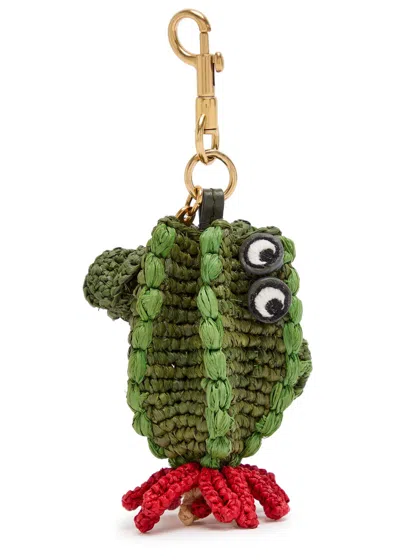 Anya Hindmarch Cactus Raffia And Leather Bag Charm In Green