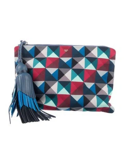 Pre-owned Anya Hindmarch Canvas Messenger Bag In Blue