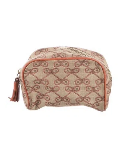 Pre-owned Anya Hindmarch Canvas Printed Coin Pouch In Neutral