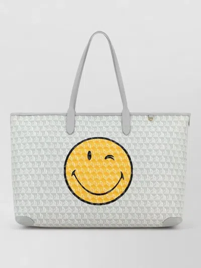 Anya Hindmarch Canvas Shopping Bag With Smiley Face Print