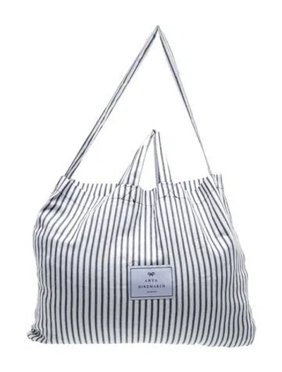 Pre-owned Anya Hindmarch Canvas Shoulder Bag In Blue