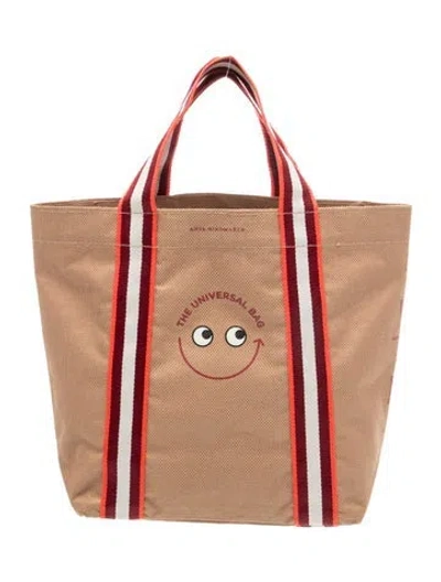 Pre-owned Anya Hindmarch Canvas Top Handle Bag In Neutral