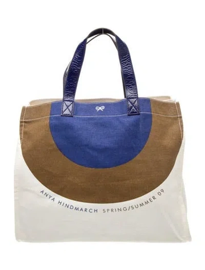Pre-owned Anya Hindmarch Canvas Tote In Blue
