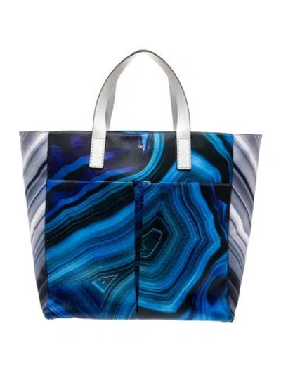 Pre-owned Anya Hindmarch Canvas Tote In Blue