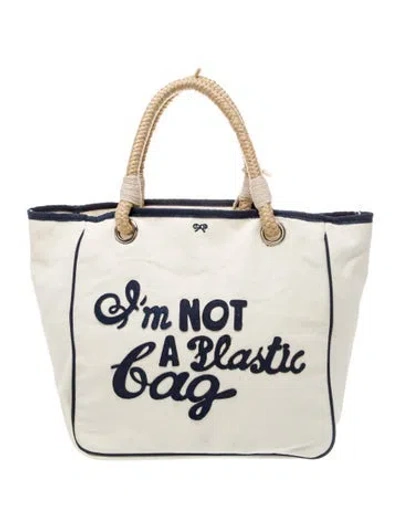 Pre-owned Anya Hindmarch Canvas Tote In Neutral