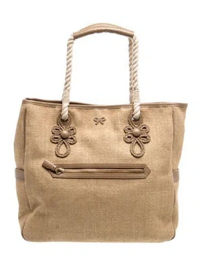Pre-owned Anya Hindmarch Canvas Tote In Neutrals