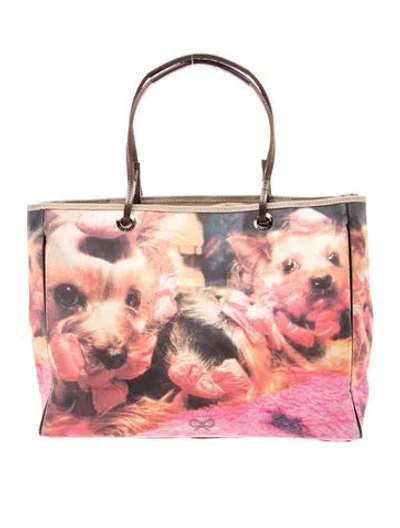Pre-owned Anya Hindmarch Canvas Tote In Pink