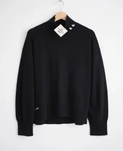 Pre-owned Anya Hindmarch Cashmere Uniqlo Long Sleeve Stylish Sweater Size Medium In Black