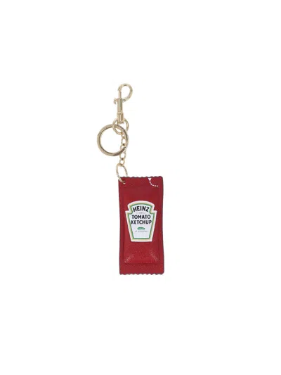 Anya Hindmarch Charm Keychain "heinz Ketchup" In Red