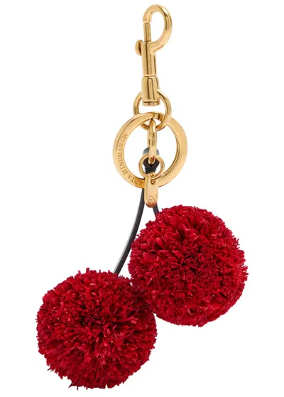 Anya Hindmarch Cherry Raffia Bag Charm In Red