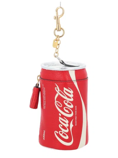 Anya Hindmarch Coca-cola Beverage Can Cylindrical Goatskin Coin Purse In Red