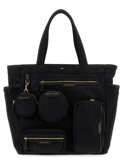 Anya Hindmarch Black Commuter Multi-pocket Nylon Tote