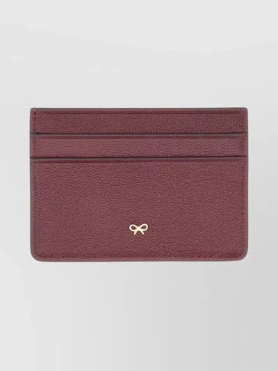 Anya Hindmarch Compact Textured Purse And Cardholder In Burgundy