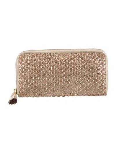 Pre-owned Anya Hindmarch Continental Wallet In Gold