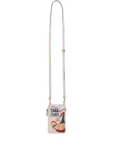 Anya Hindmarch Cornflakes Leather Phone Pouch In White