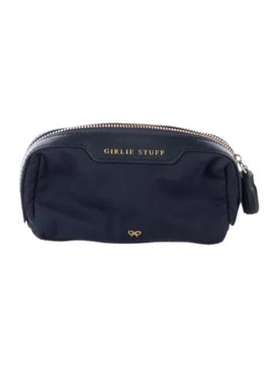 Pre-owned Anya Hindmarch Cosmetic Bag In Blue