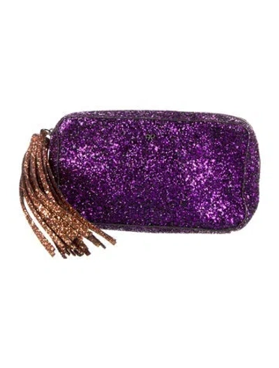Pre-owned Anya Hindmarch Cosmetic Bag In Purple