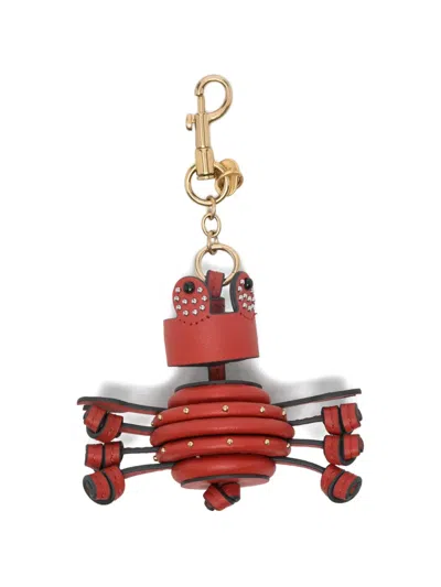 Anya Hindmarch Crab-charm Embellished Keyring In Burgundy