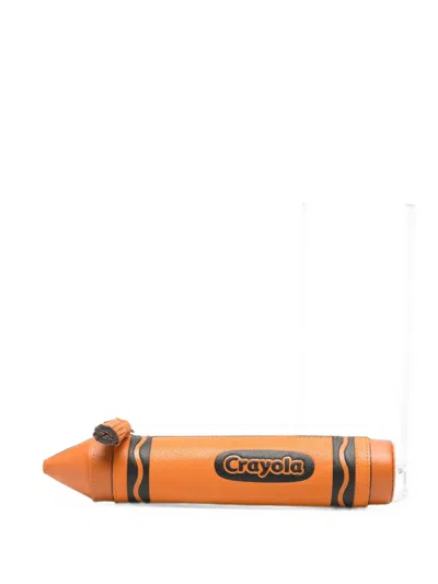 Anya Hindmarch Crayola Leather Pencil Case In Orange