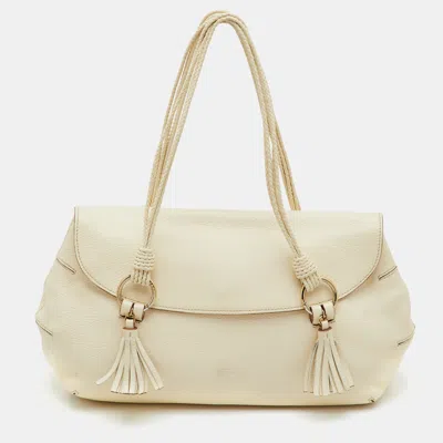 Pre-owned Anya Hindmarch Cream Leather Braided Handle Shoulder Bag
