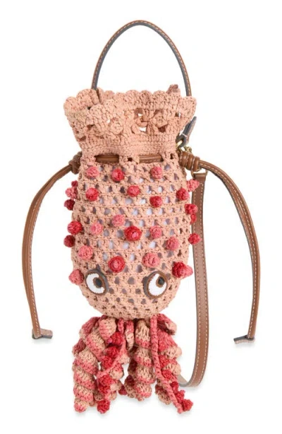 Anya Hindmarch Crochet Raffia Squid Crossbody Bag In Pink