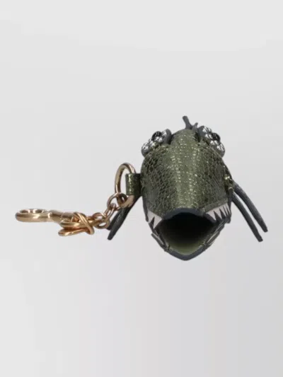 Anya Hindmarch Crocodile Shape Keyring Gold Tone Hardware In Green