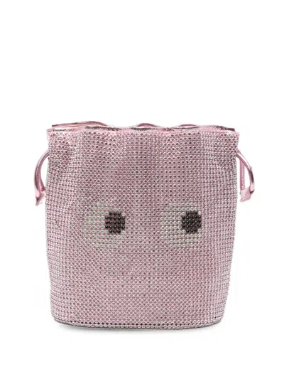 Anya Hindmarch Crystal-embellished Drawstring Clutch Bag In Pink