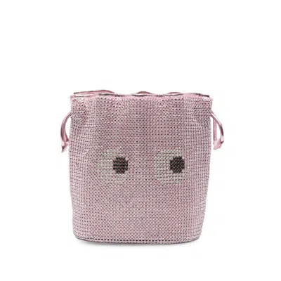 Anya Hindmarch Crystal-embellished Drawstring Clutch In Pink