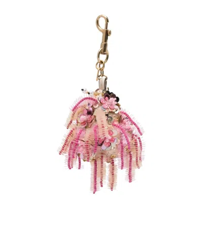 Anya Hindmarch Sequin-embellished Beaded Keyring In Pink