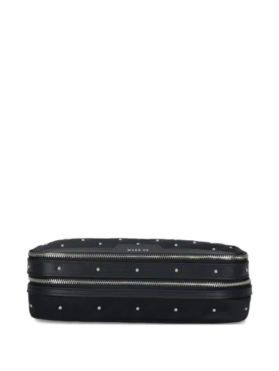 Anya Hindmarch Large Studded Leather-trimmed Recycled-satin Cosmetics Case In Black