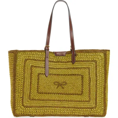 Anya Hindmarch East West Bow Raffia Tote In Green