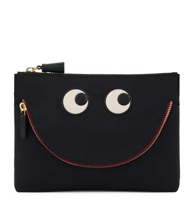 Anya Hindmarch Econyl Happy Eyes Pouch In Black
