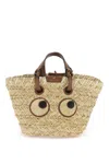 ANYA HINDMARCH ELEGANT WOVEN HANDBAG WITH ICONIC EYE PATCHES AND LEATHER HANDLES