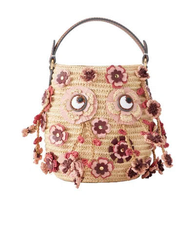 Anya Hindmarch Blossom Creature Embellished Raffia Mini Bag In Pattern