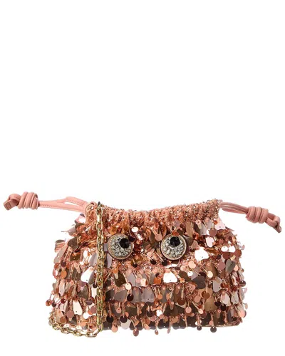 Anya Hindmarch Embellished Shrimp Satin & Leather Shoulder Bag In Pink