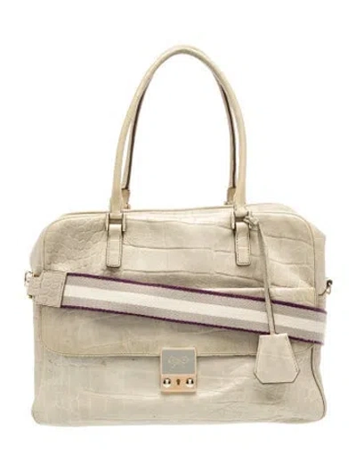 Pre-owned Anya Hindmarch Embossed Leather Shoulder Bag In Gray