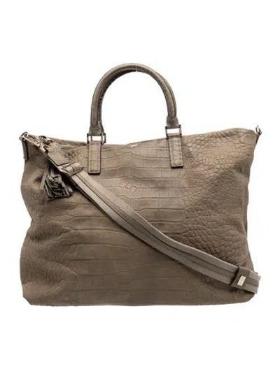 Pre-owned Anya Hindmarch Embossed Leather Tote In Neutrals