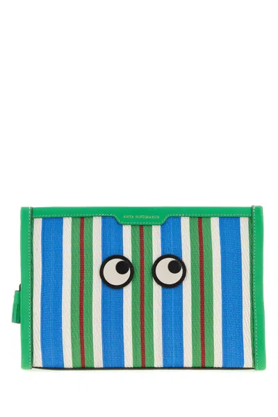 Anya Hindmarch Embroidered Mesh Eyes Pouch In White