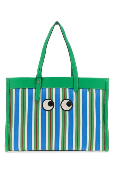 Anya Hindmarch Embroidered Mesh Eyes Shopping Bag In White